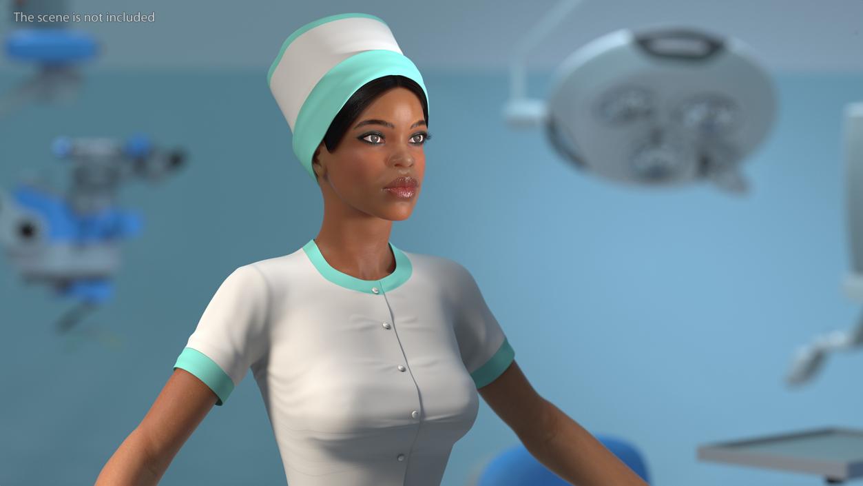 Light Skin Black Nurse T Pose 3D model