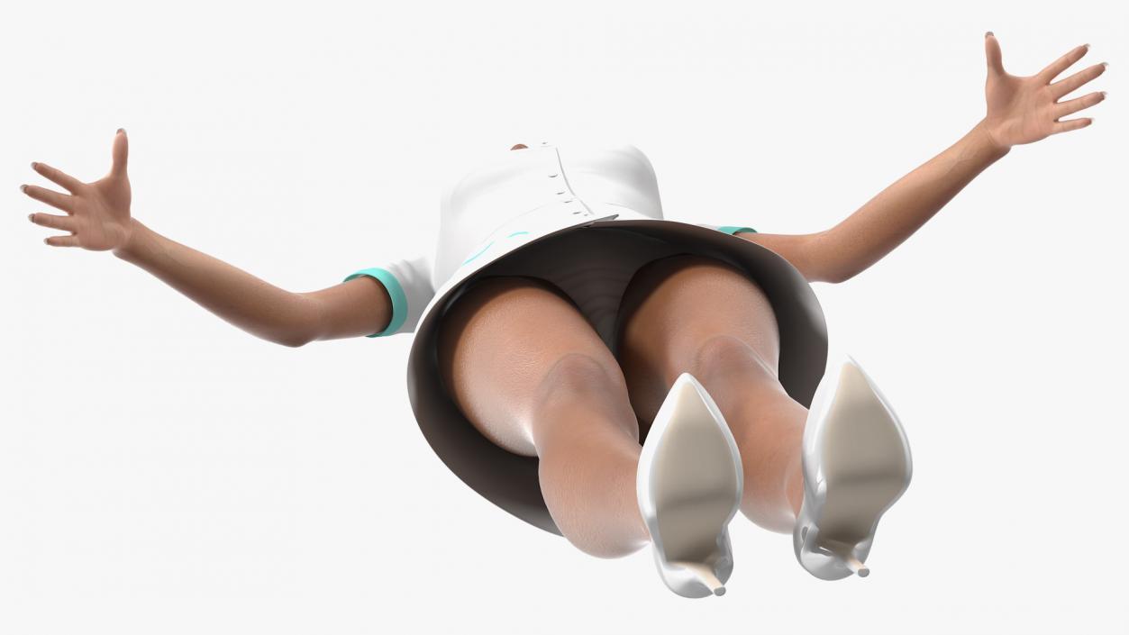 Light Skin Black Nurse T Pose 3D model