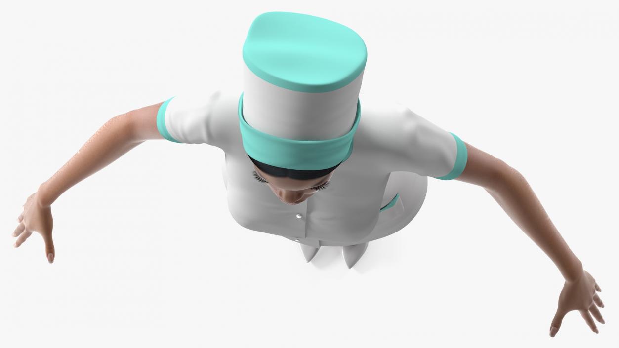 Light Skin Black Nurse T Pose 3D model