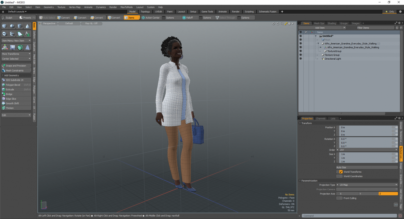 Afro American Grandma Everyday Style Walking 3D model