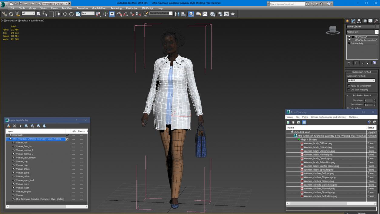 Afro American Grandma Everyday Style Walking 3D model