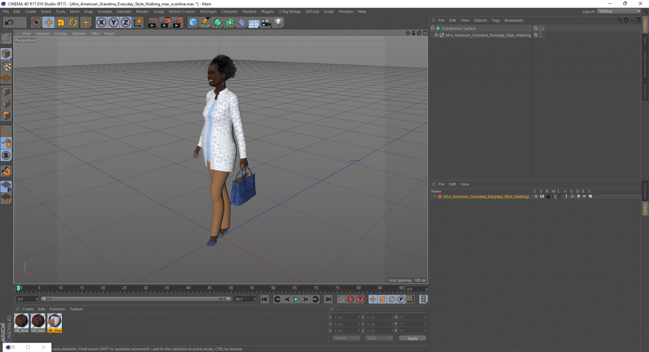 Afro American Grandma Everyday Style Walking 3D model