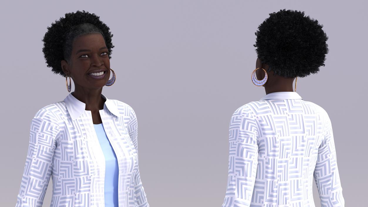 Afro American Grandma Everyday Style Walking 3D model