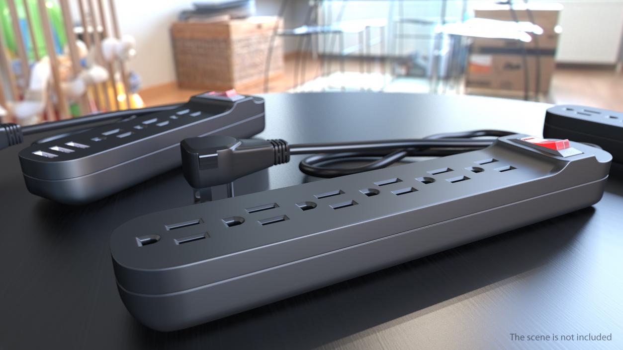 3D Electrical Outlets and Power Strip Sockets Collection model