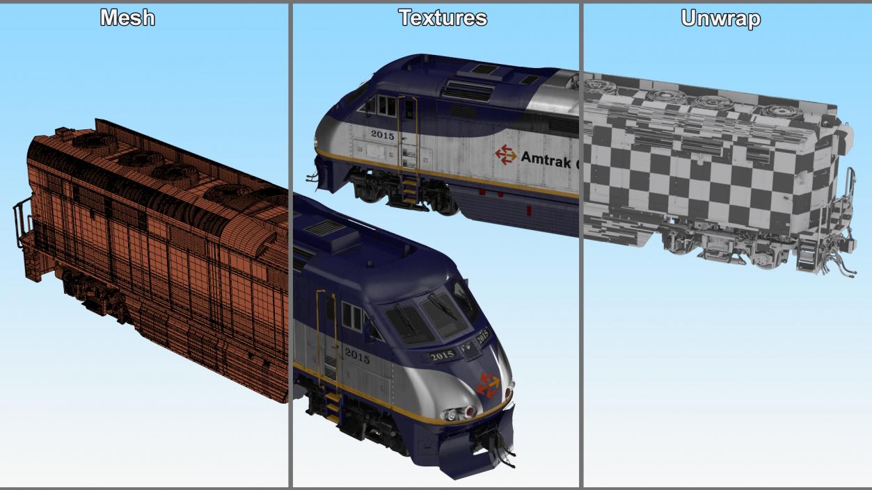 3D Amtrak California Passenger Locomotive model