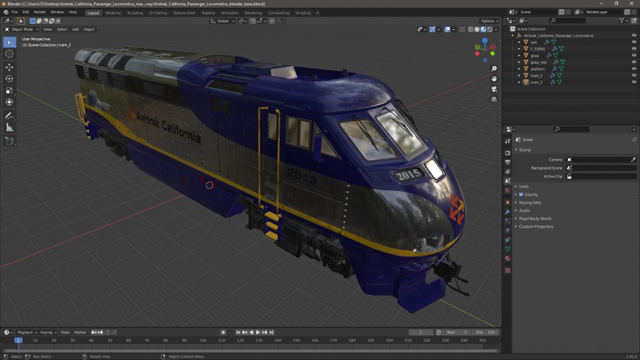 3D Amtrak California Passenger Locomotive model