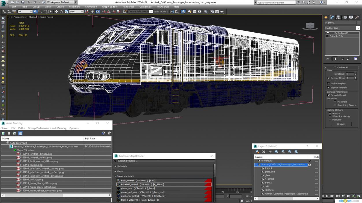 3D Amtrak California Passenger Locomotive model