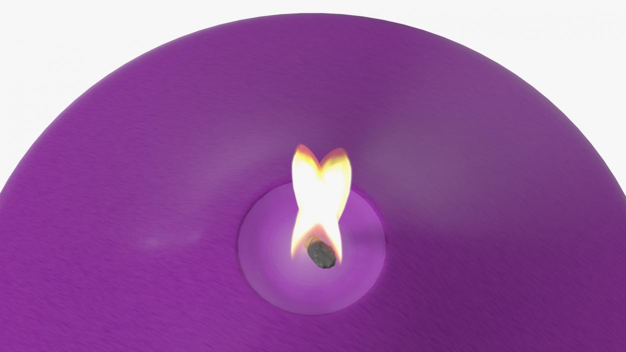 3D model Lit Wide Altar Pillar Candle Purple