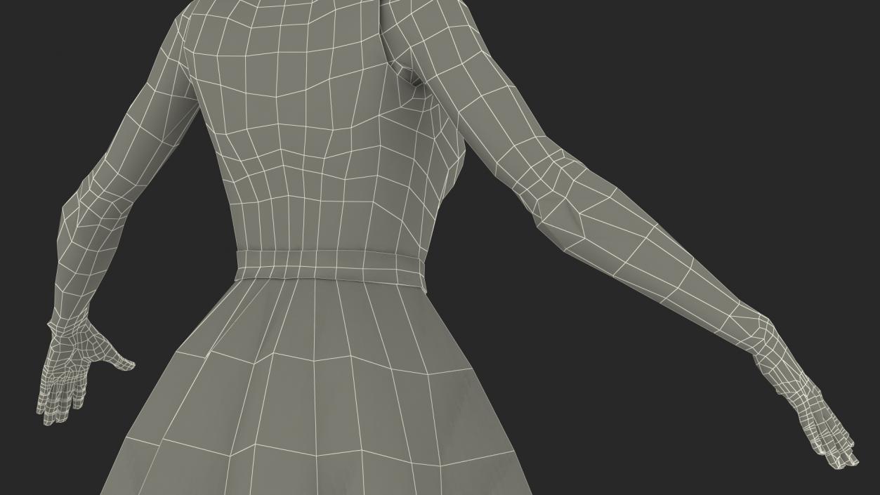 Asian Women Wear Summer Fashion Dress T Pose 3D model