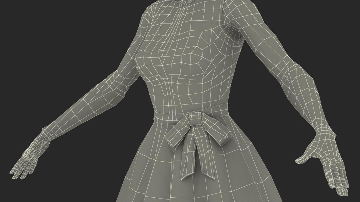 Asian Women Wear Summer Fashion Dress T Pose 3D model