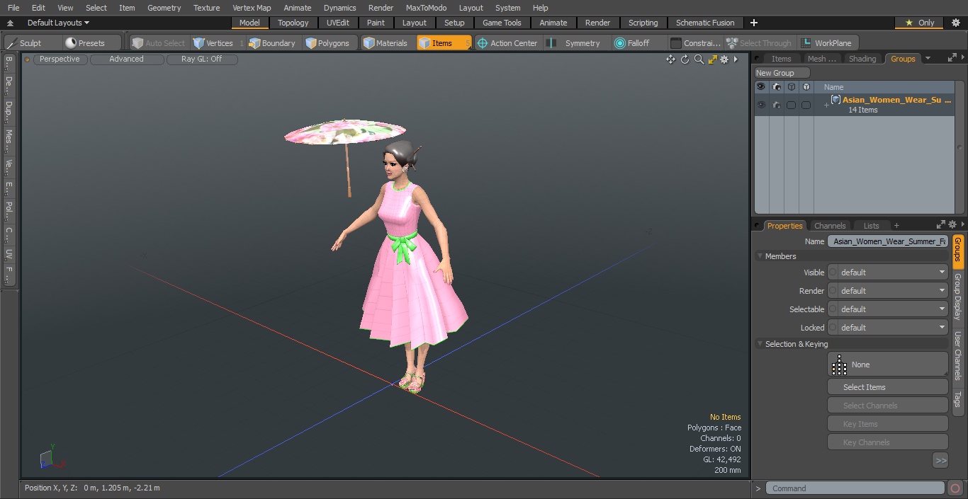 Asian Women Wear Summer Fashion Dress T Pose 3D model