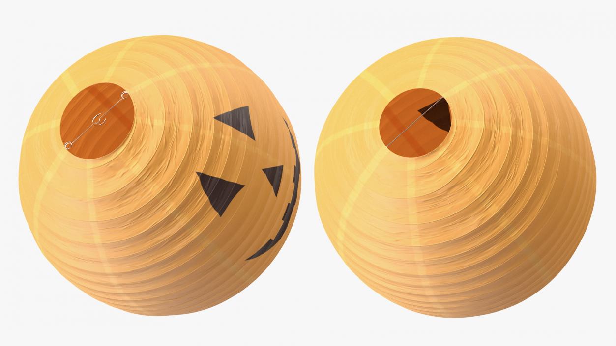 Round Paper Lantern Pumpkin Head 3D