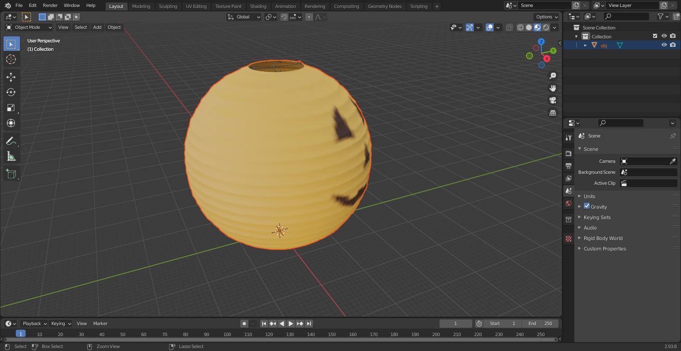 Round Paper Lantern Pumpkin Head 3D