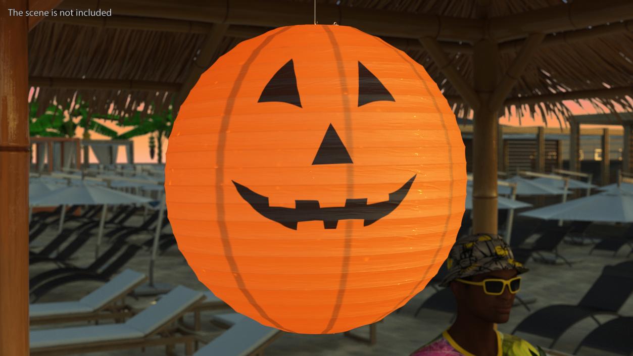 Round Paper Lantern Pumpkin Head 3D