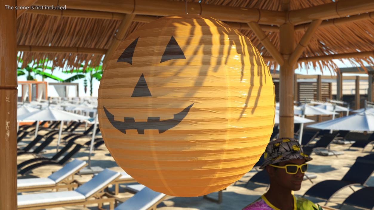 Round Paper Lantern Pumpkin Head 3D