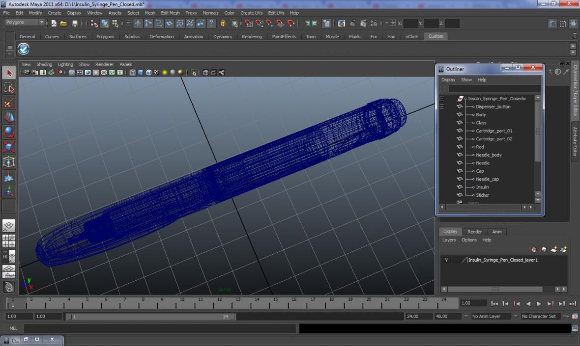 3D Insulin Syringe Pen Closed