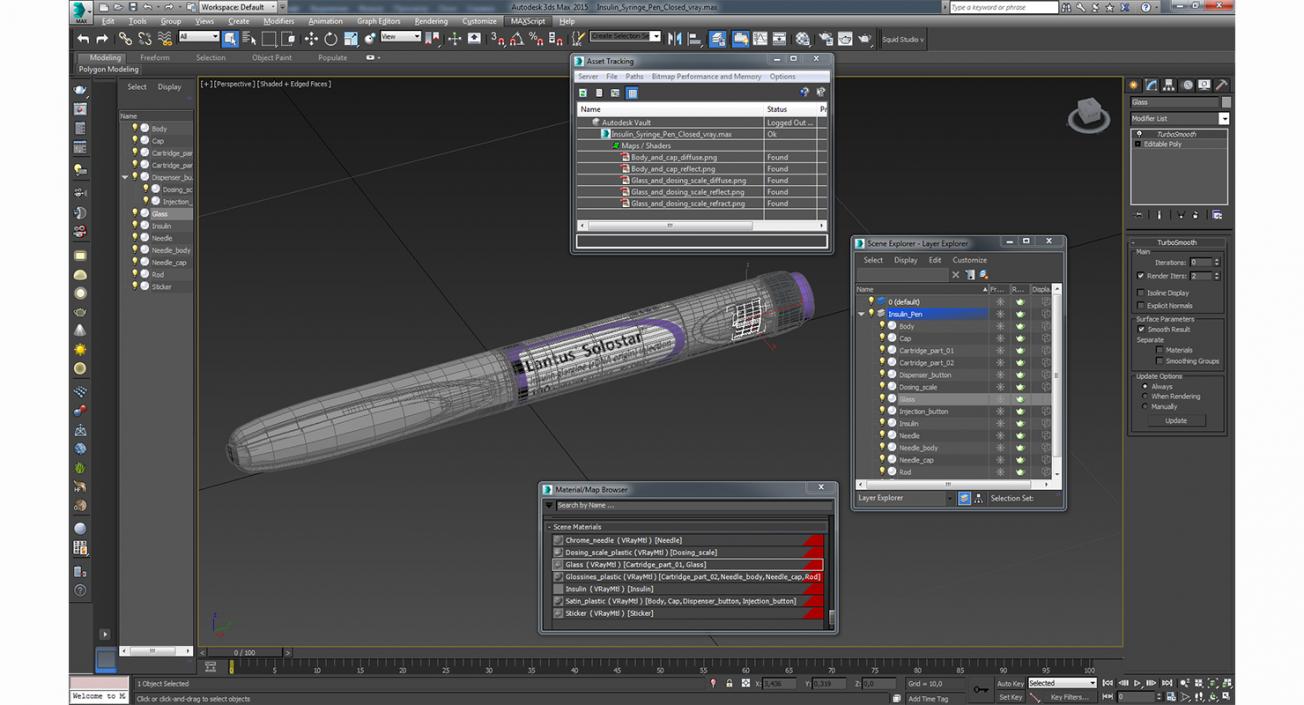 3D Insulin Syringe Pen Closed