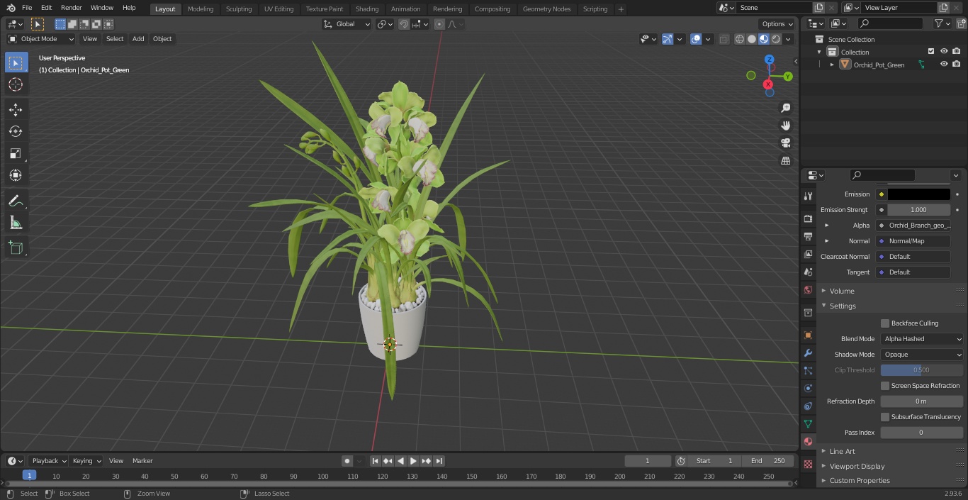 3D Orchid Pot Green