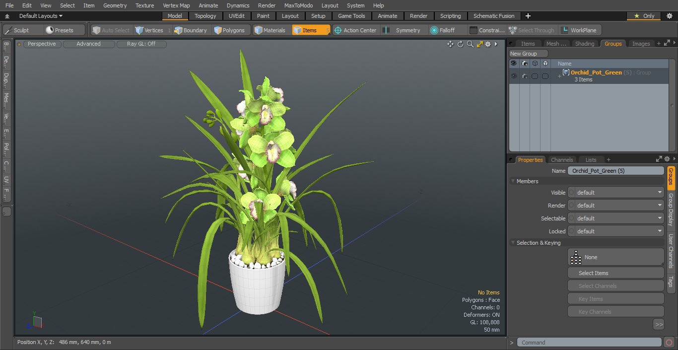 3D Orchid Pot Green