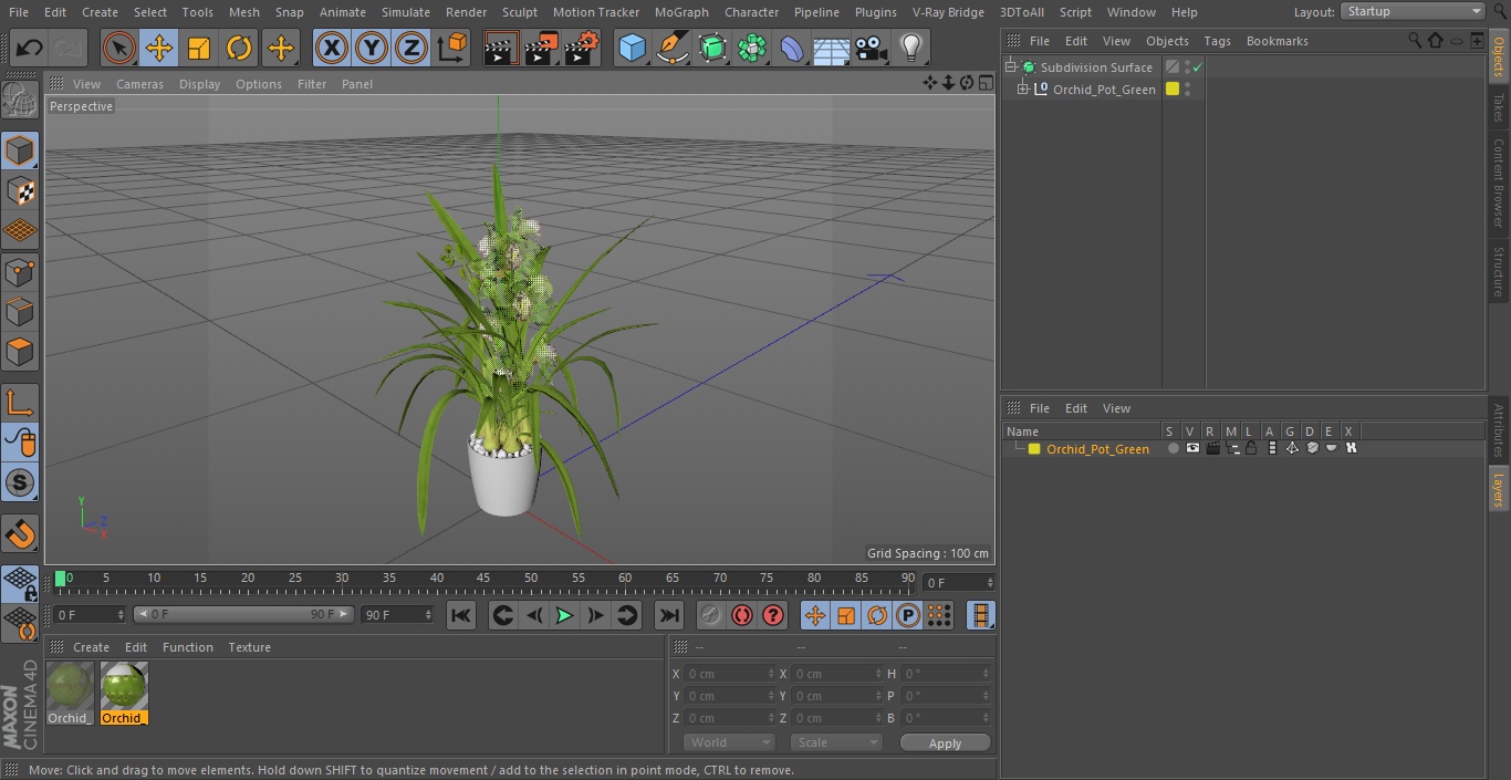 3D Orchid Pot Green