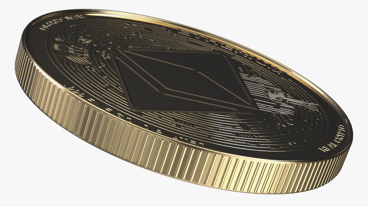 Ethereum ETH Cryptocurrency Golden Coin 3D model