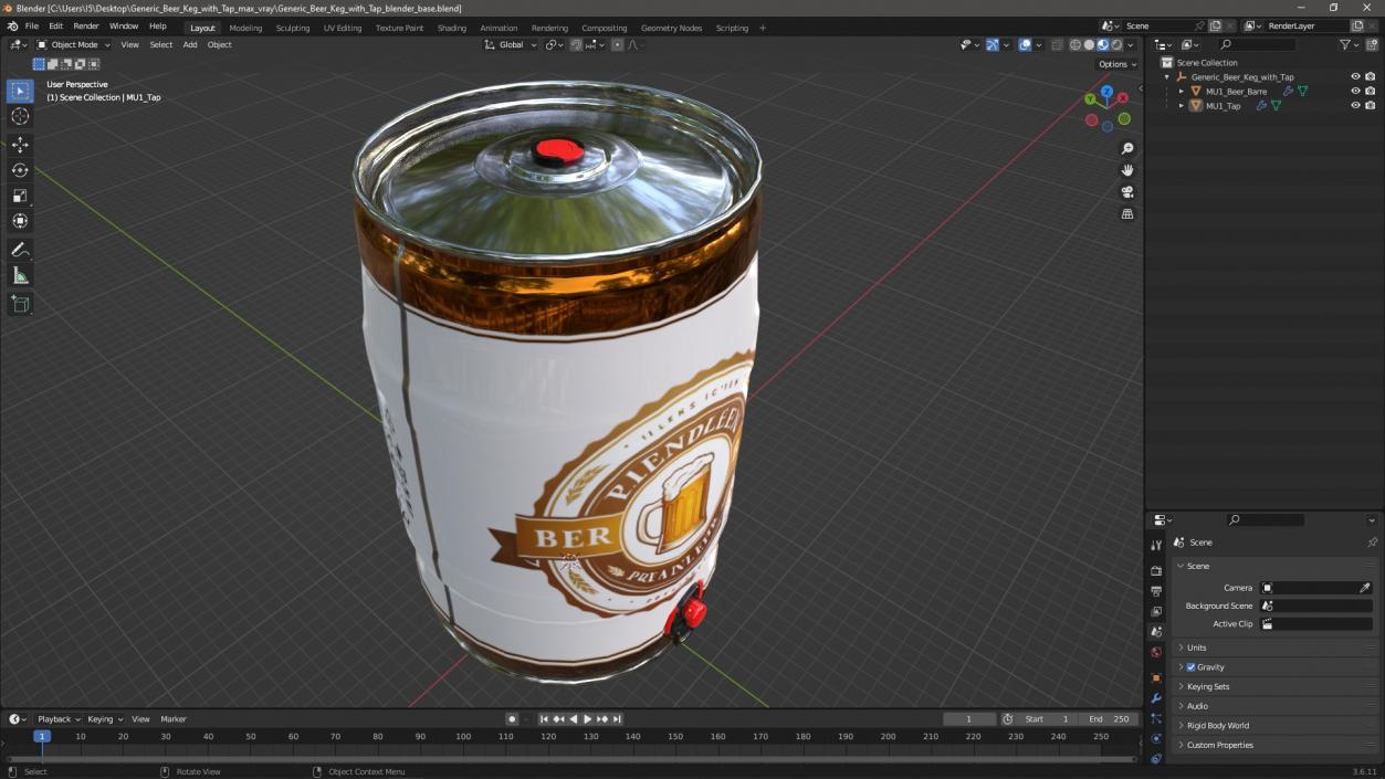 3D model Generic Beer Keg with Tap