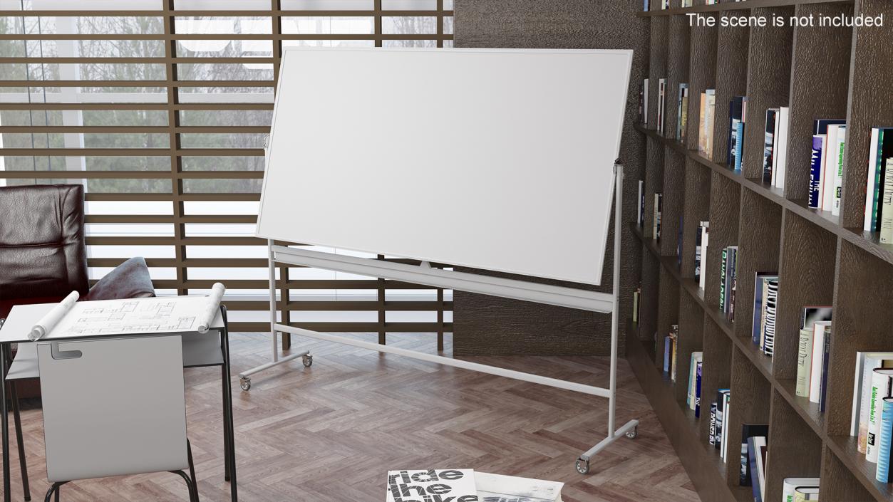 3D Office Magnetic Whiteboard on Wheels