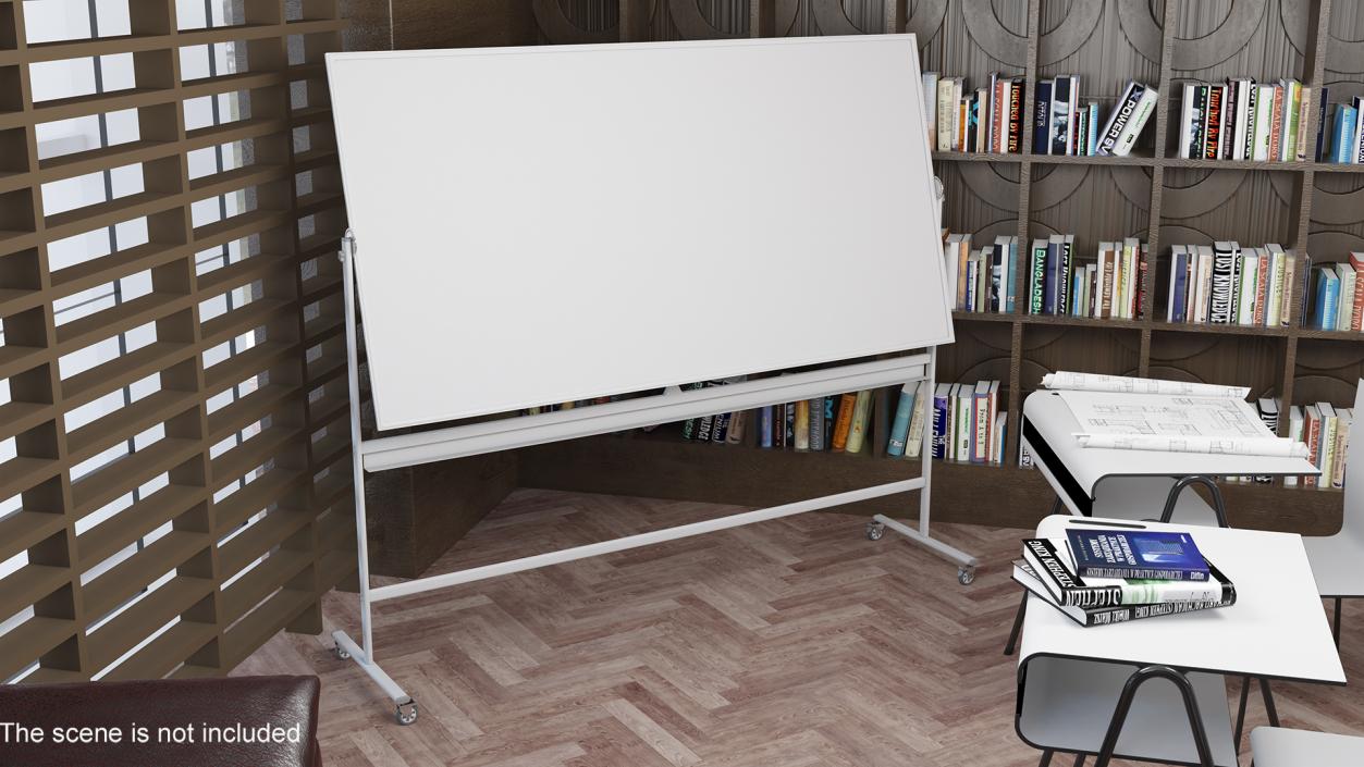 3D Office Magnetic Whiteboard on Wheels