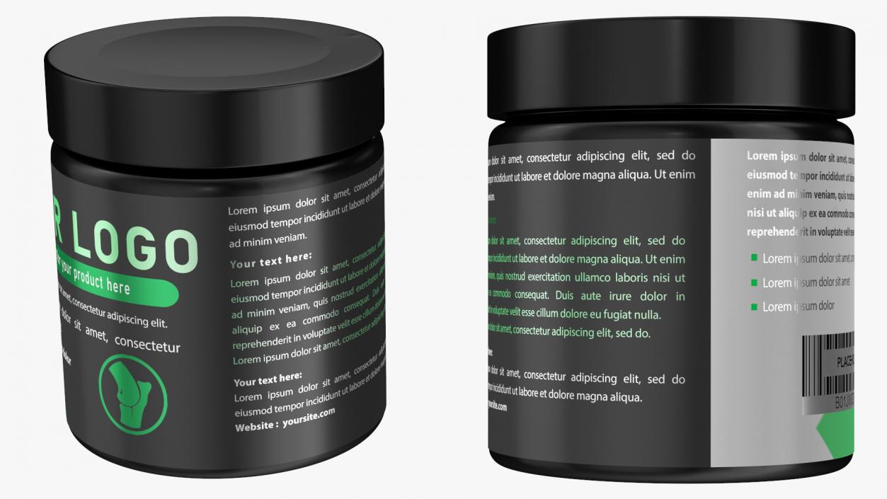 3D Sport Supplement Jar Green with Mockup model