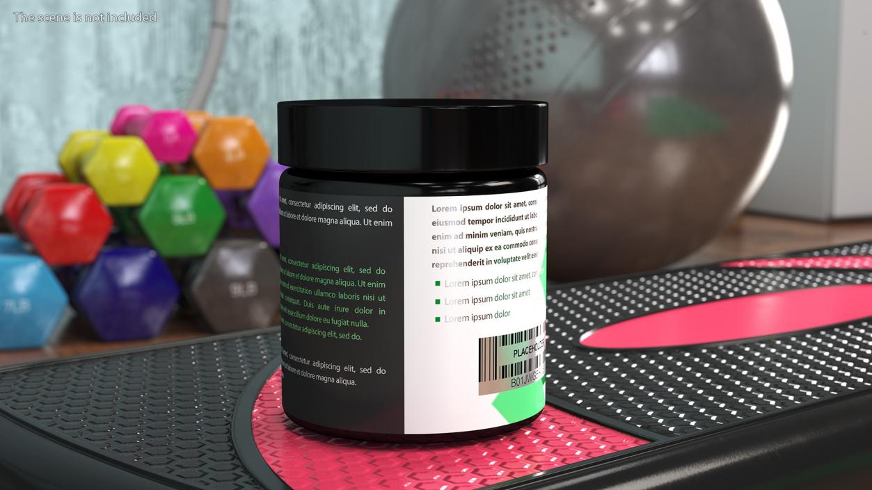 3D Sport Supplement Jar Green with Mockup model