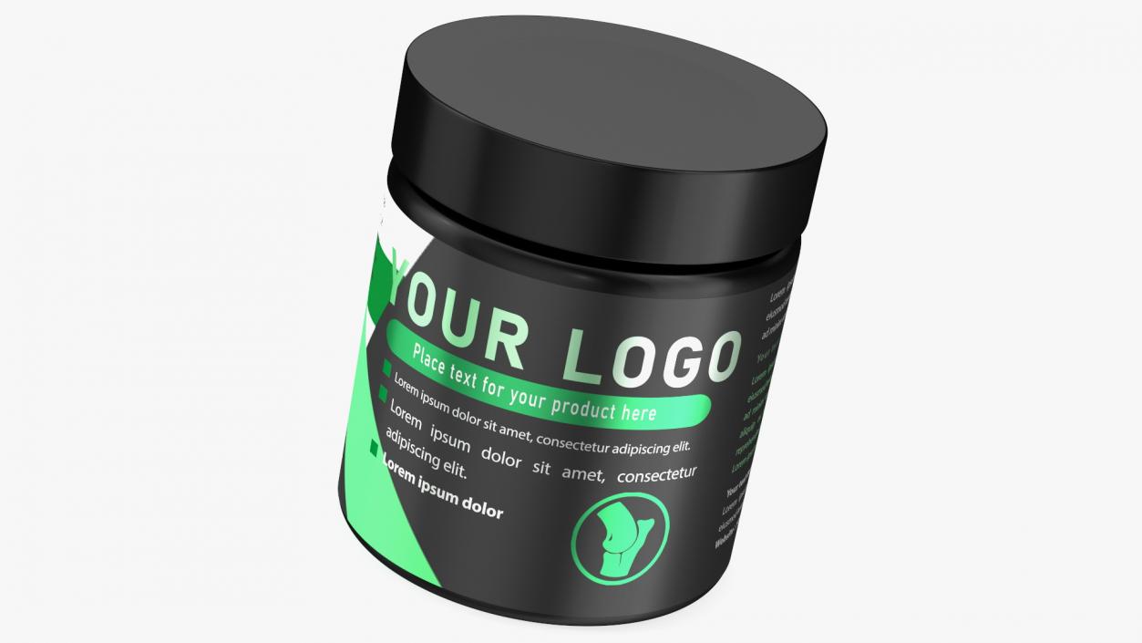 3D Sport Supplement Jar Green with Mockup model