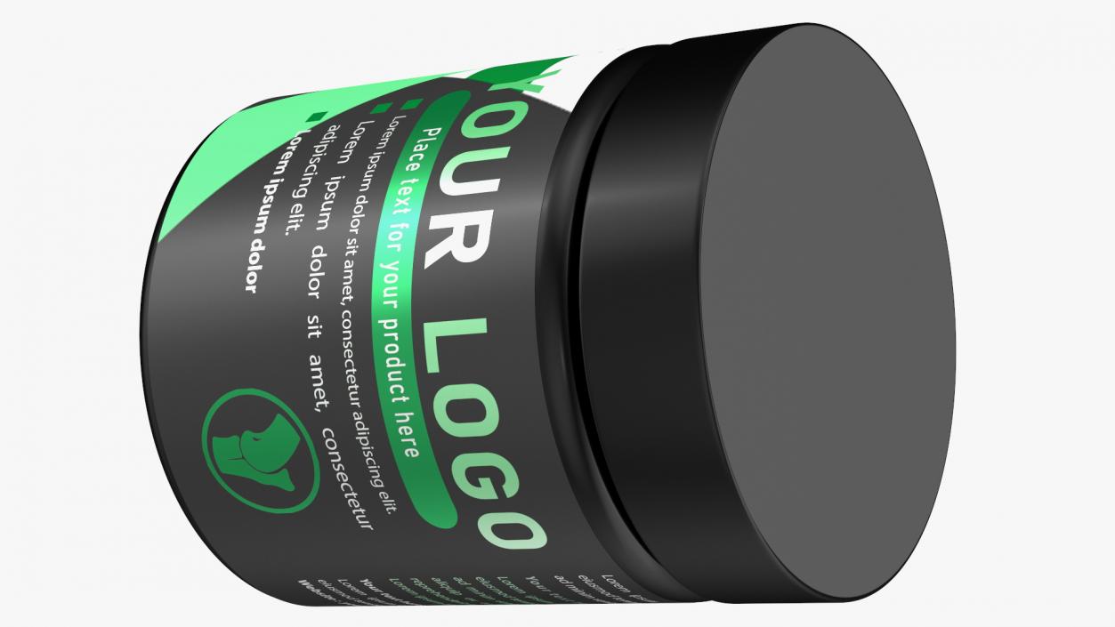 3D Sport Supplement Jar Green with Mockup model