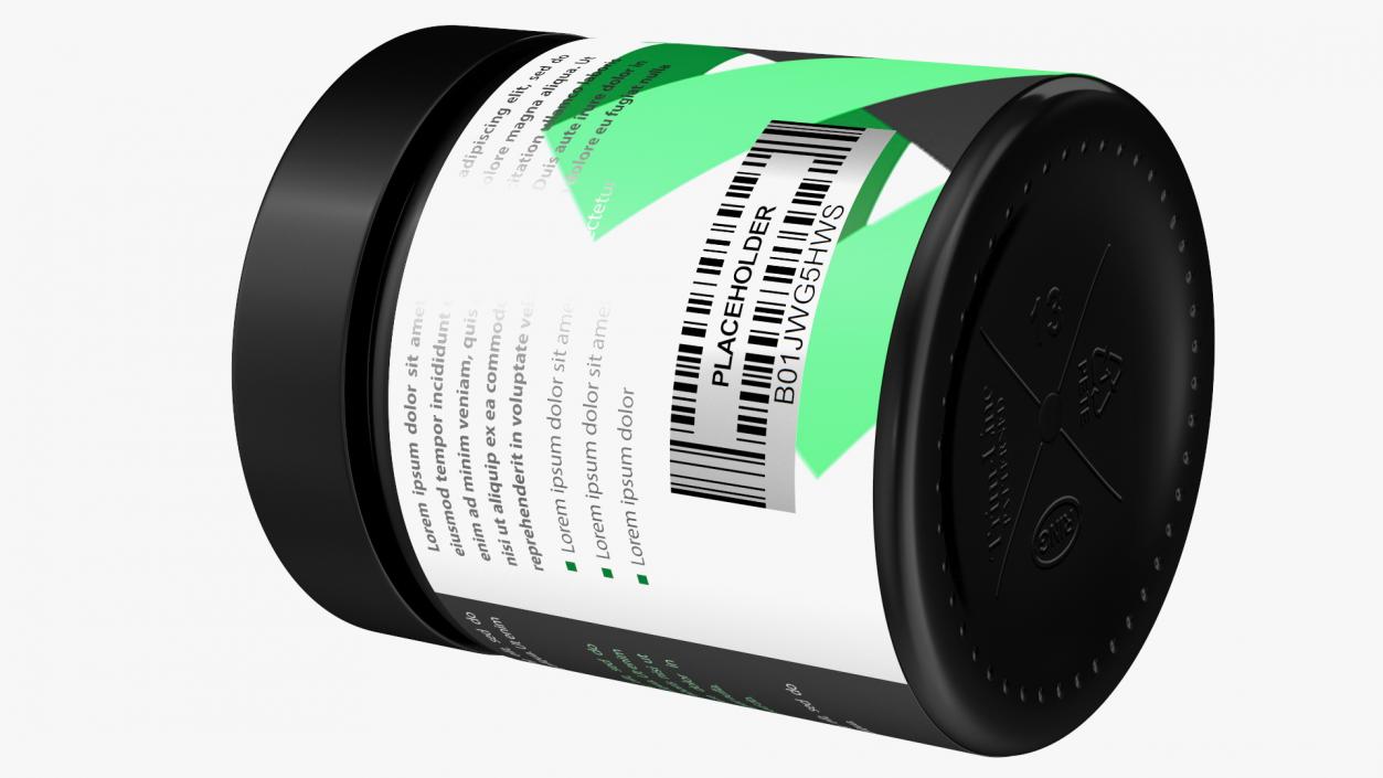 3D Sport Supplement Jar Green with Mockup model