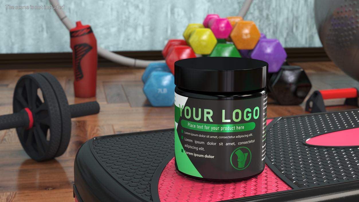 3D Sport Supplement Jar Green with Mockup model