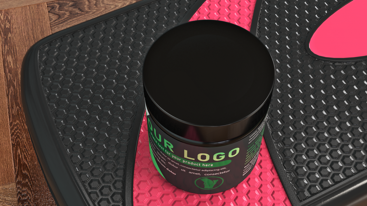 3D Sport Supplement Jar Green with Mockup model