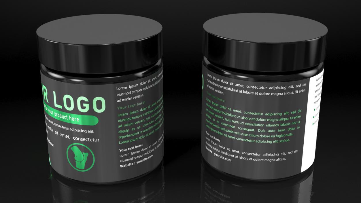 3D Sport Supplement Jar Green with Mockup model