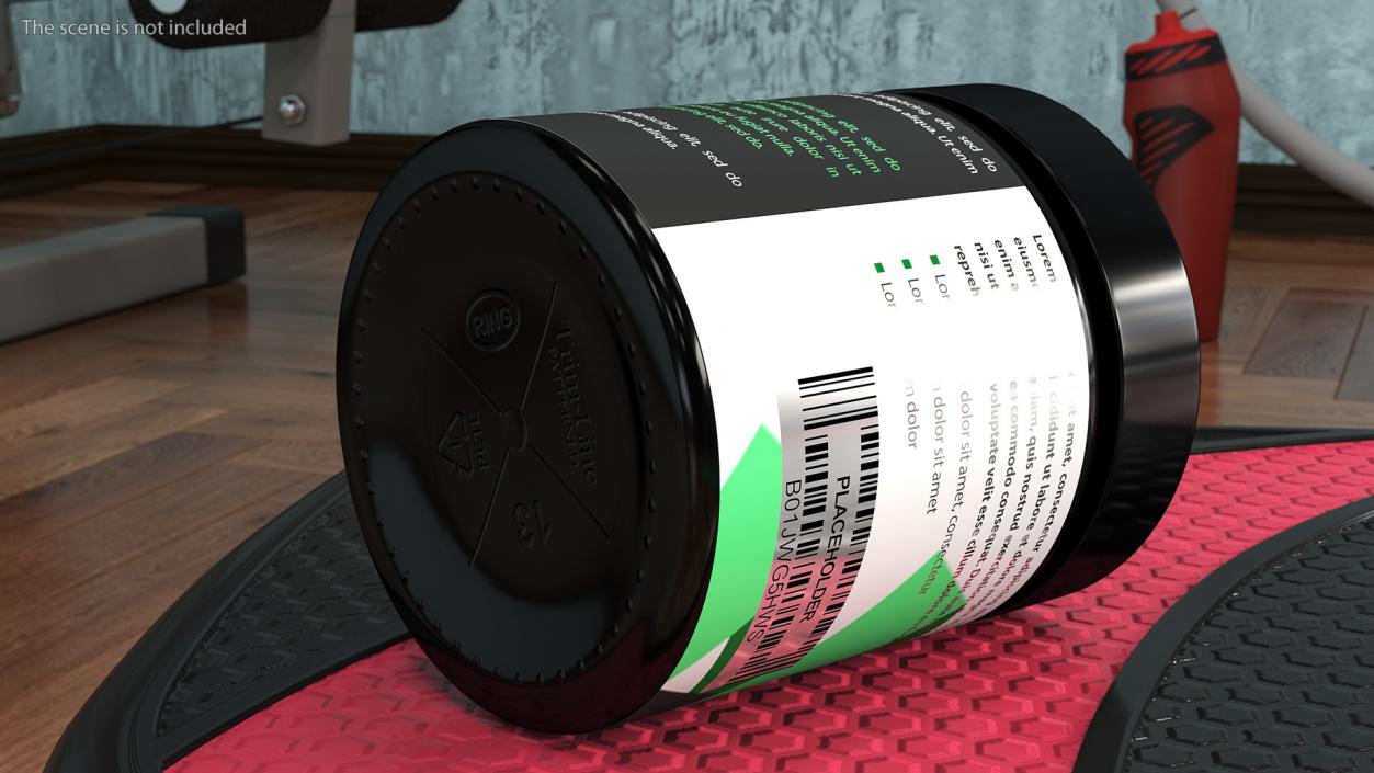 3D Sport Supplement Jar Green with Mockup model