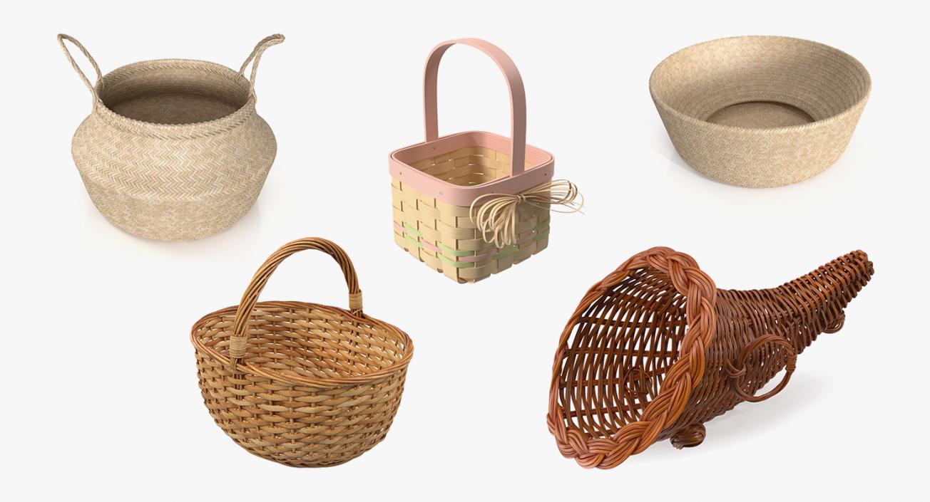 Wicker Baskets Collection 3 3D