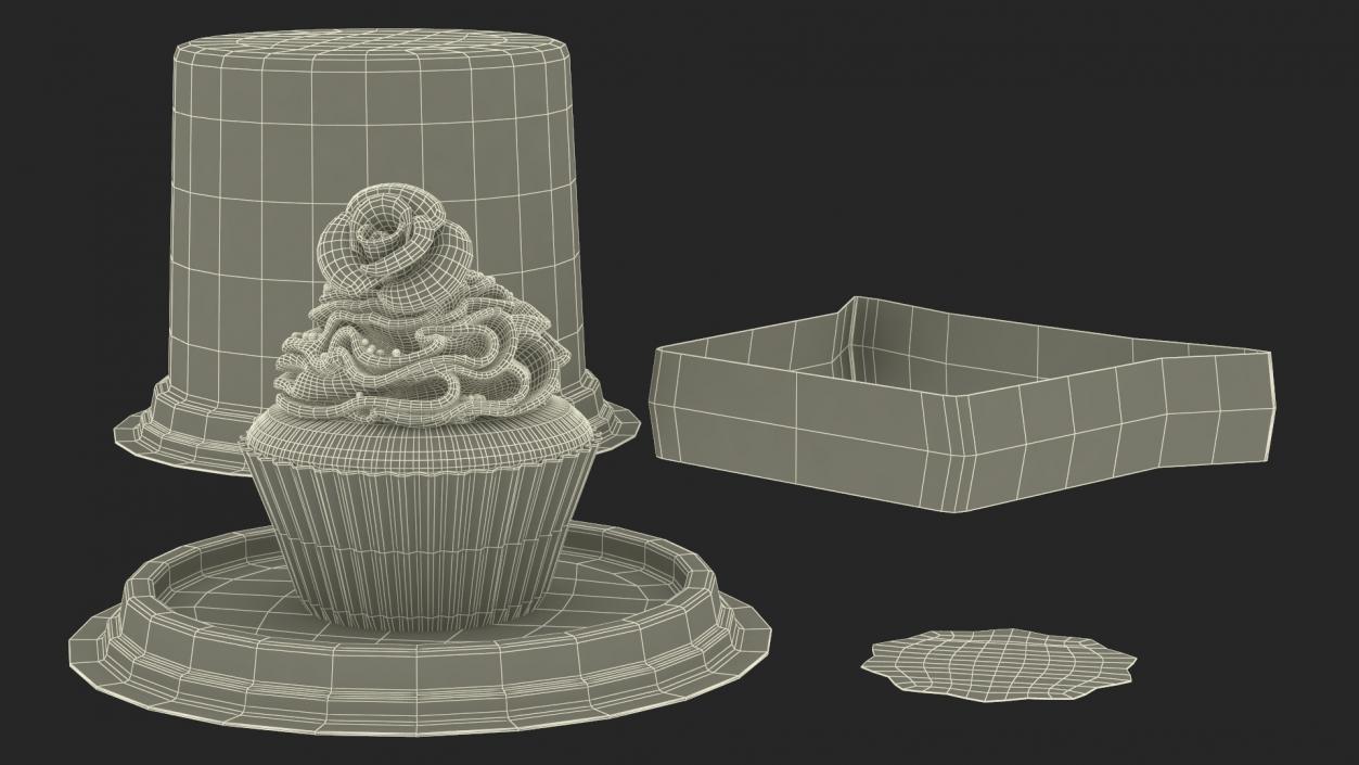 3D Rose Cupcake in Plastic Container model