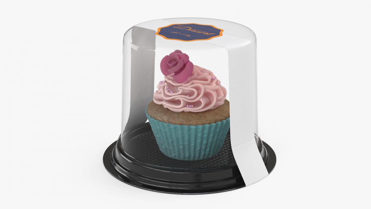 3D Rose Cupcake in Plastic Container model