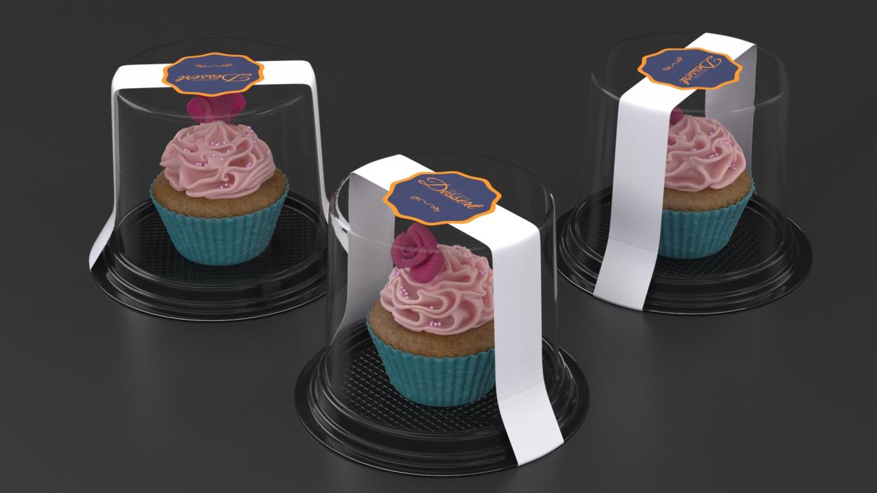 3D Rose Cupcake in Plastic Container model