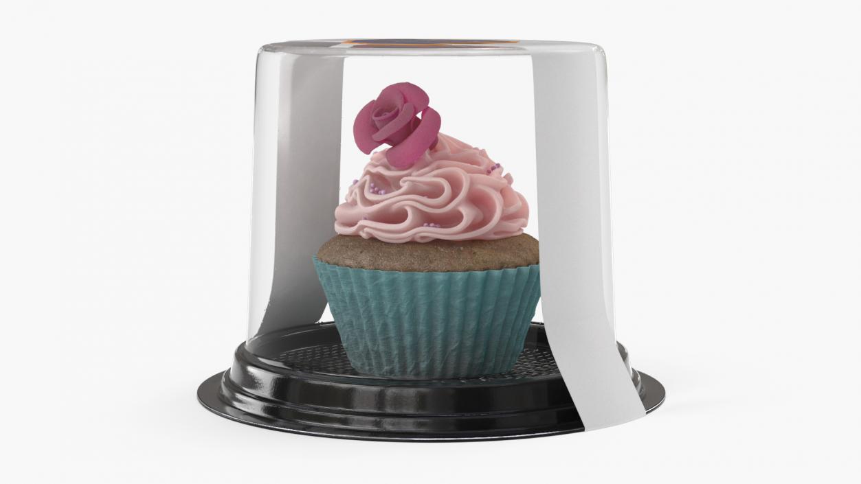 3D Rose Cupcake in Plastic Container model