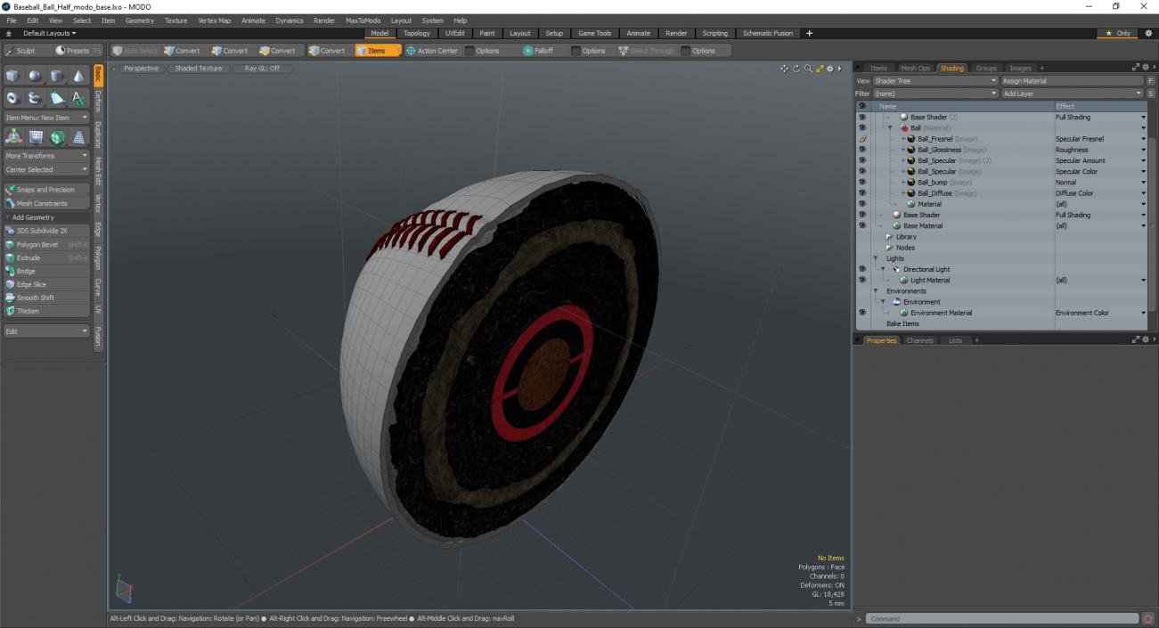 3D Baseball Ball Half model