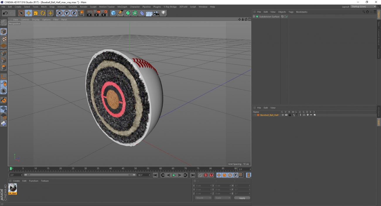 3D Baseball Ball Half model