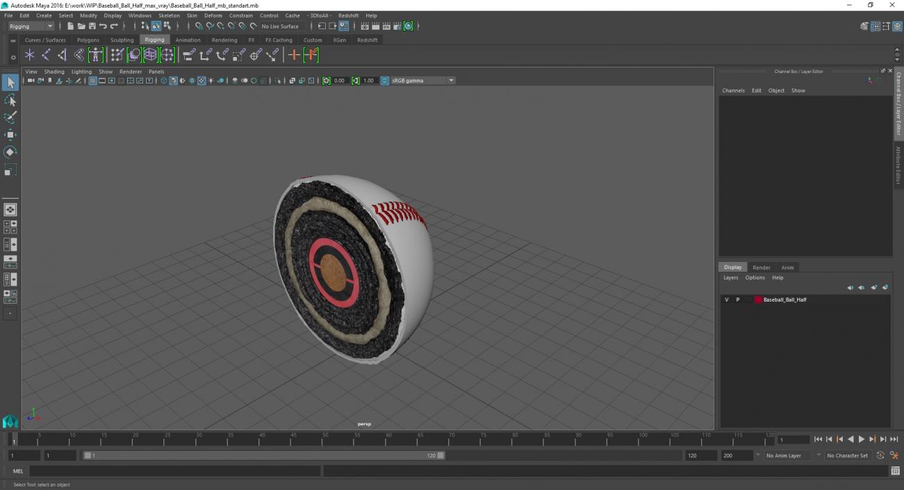 3D Baseball Ball Half model