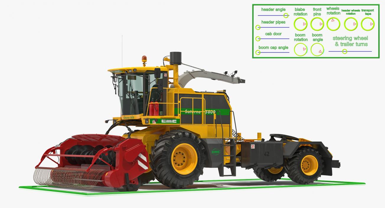 CMC Saturne 5800 Harvester Clean Rigged 3D model