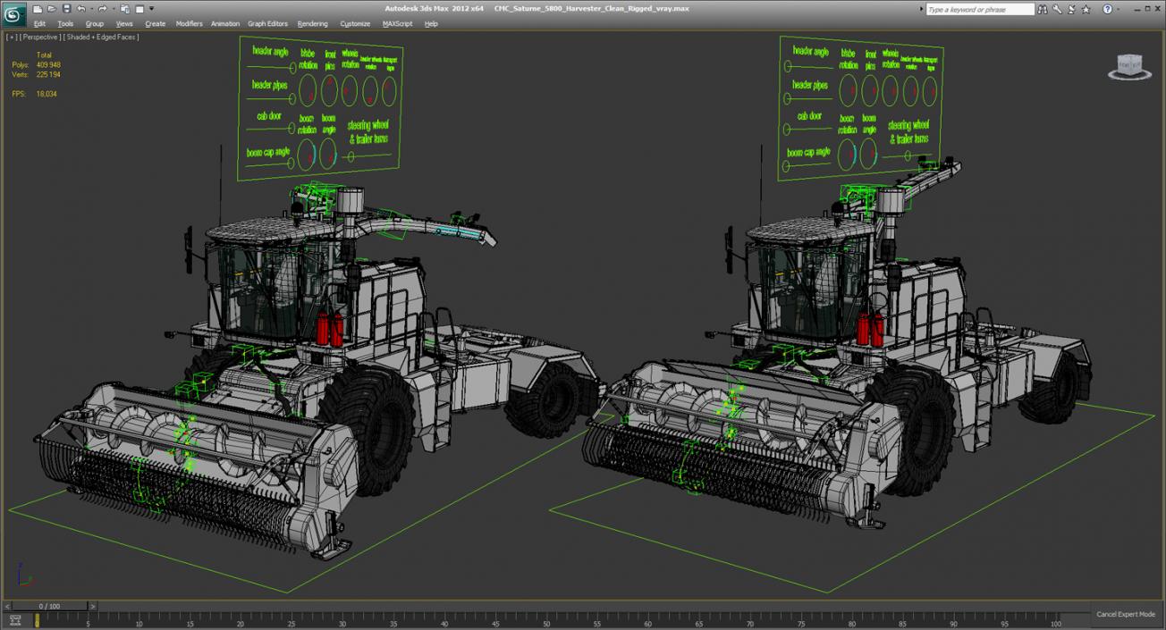 CMC Saturne 5800 Harvester Clean Rigged 3D model