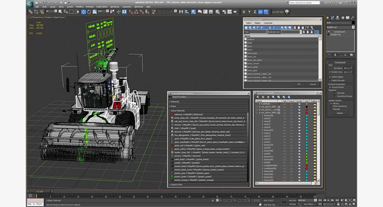 CMC Saturne 5800 Harvester Clean Rigged 3D model