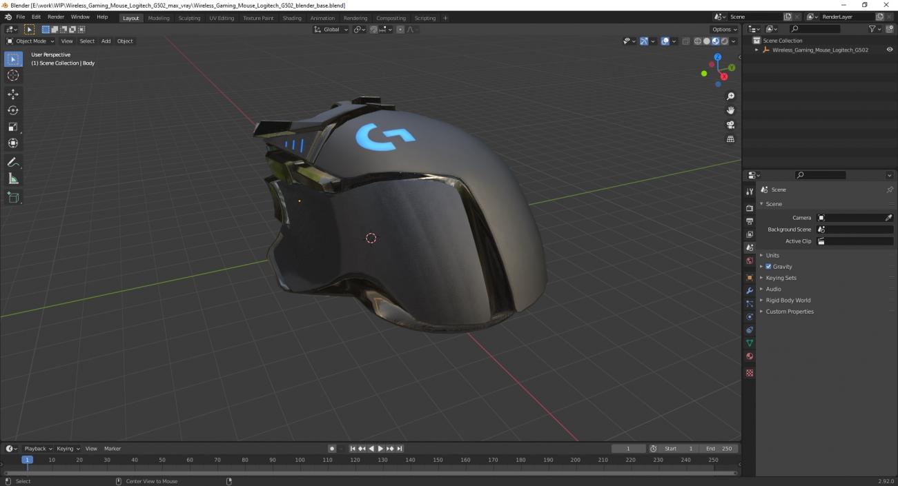 3D model Wireless Gaming Mouse Logitech G502