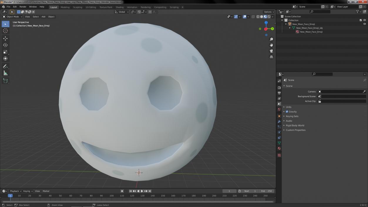 New Moon Face Emoji 3D model